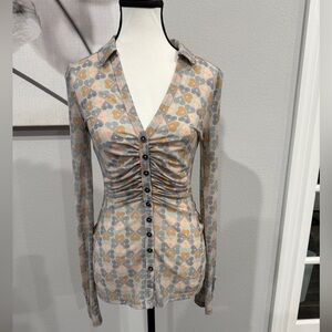 Like New Free People Heart Patterned Button-Up Top